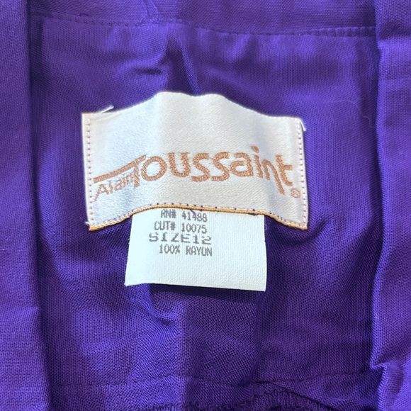 NWT Vintage Alain Toussaint Purple Button Down Shirt Dress Size 12 Petite - Picture 3 of 14